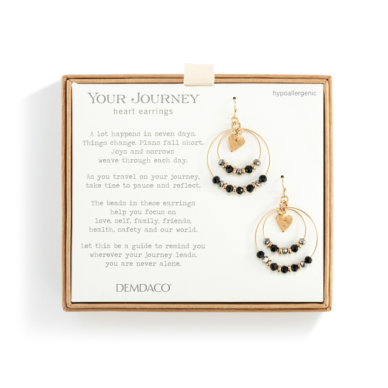 Beaded Love Earrings - Black thumbnail
