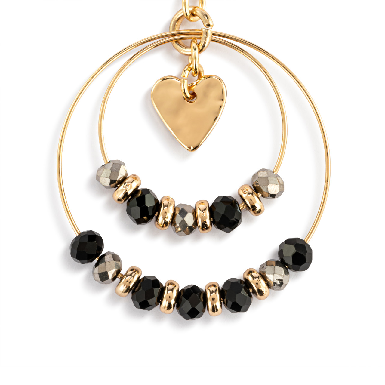 Beaded Love Earrings - Black thumbnail