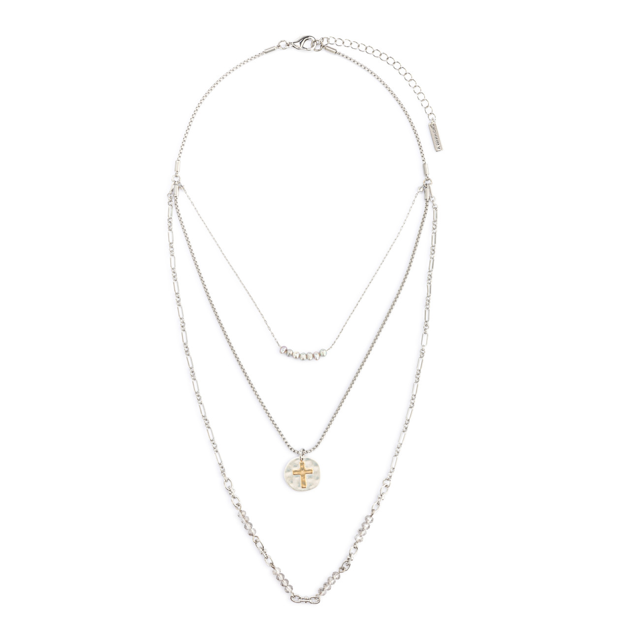 Beaded Prayer Necklace - Gray thumbnail