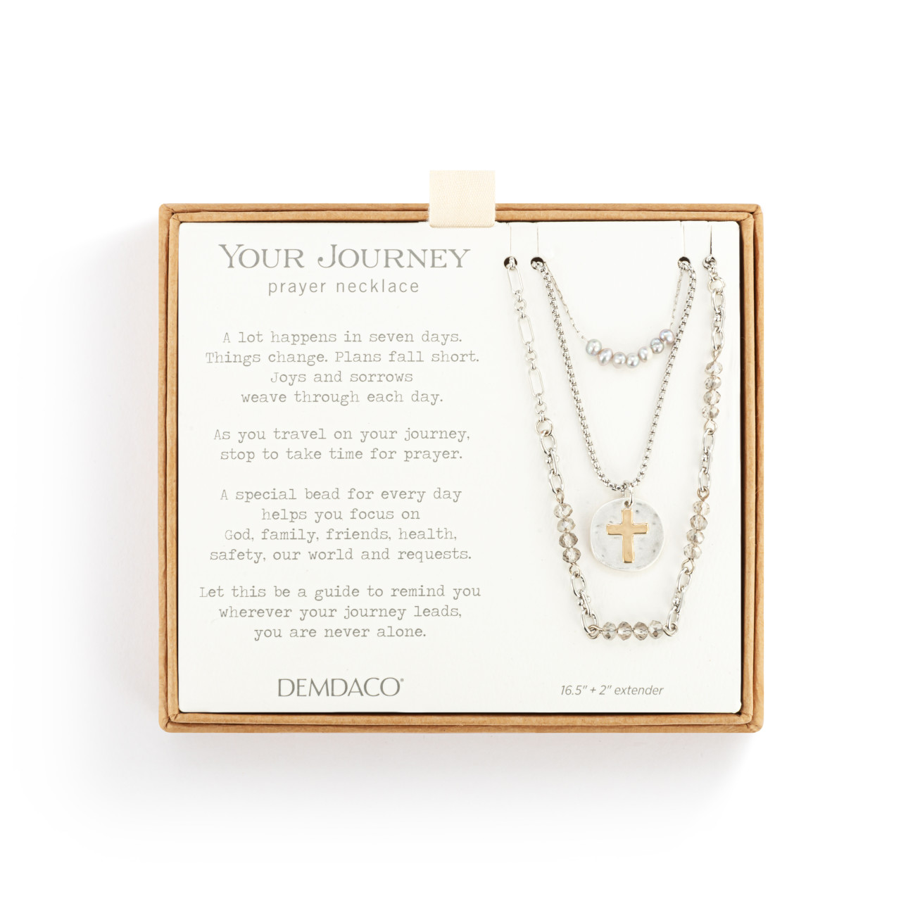 Beaded Prayer Necklace - Gray thumbnail