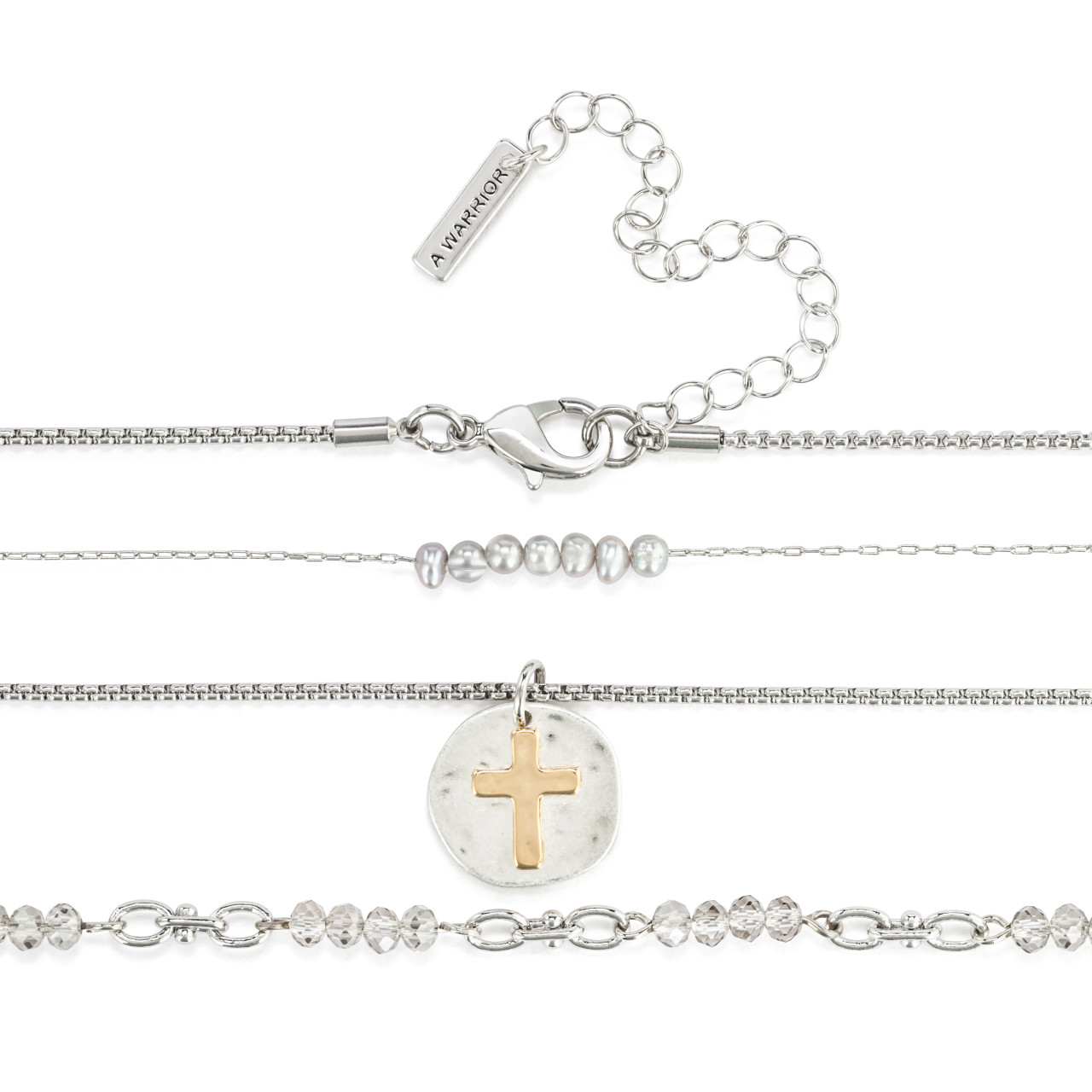 Beaded Prayer Necklace - Gray thumbnail