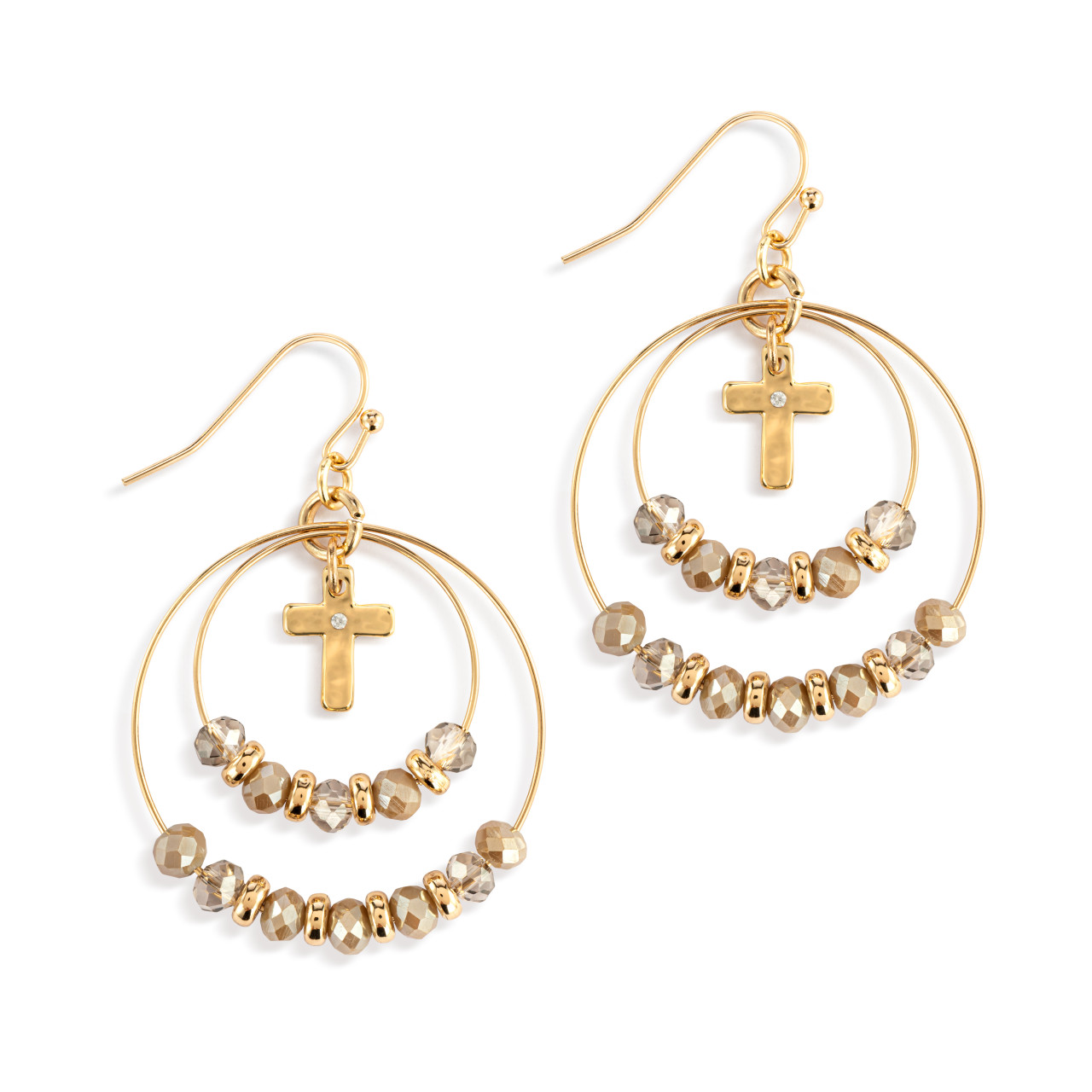 Beaded Prayer Earrings - Gray thumbnail