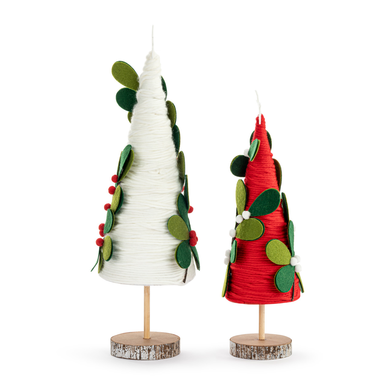 Felt Red White Trees with Holly - Set of 2 thumbnail