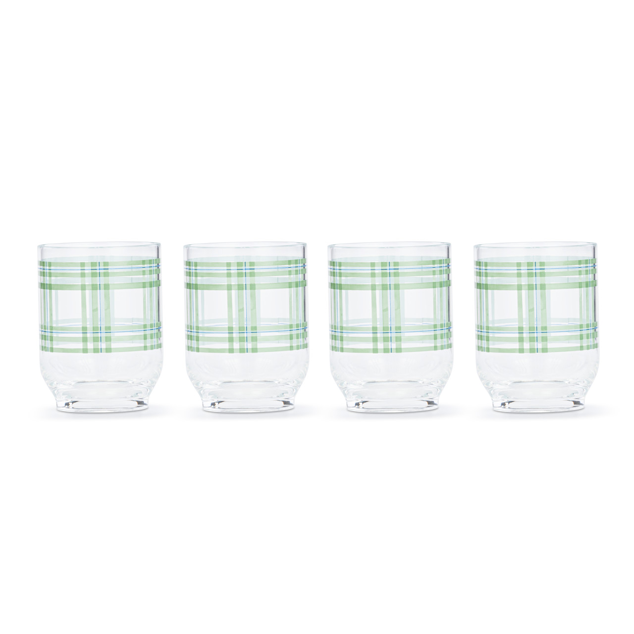 Green Plaid Acrylic Glass S/4 thumbnail