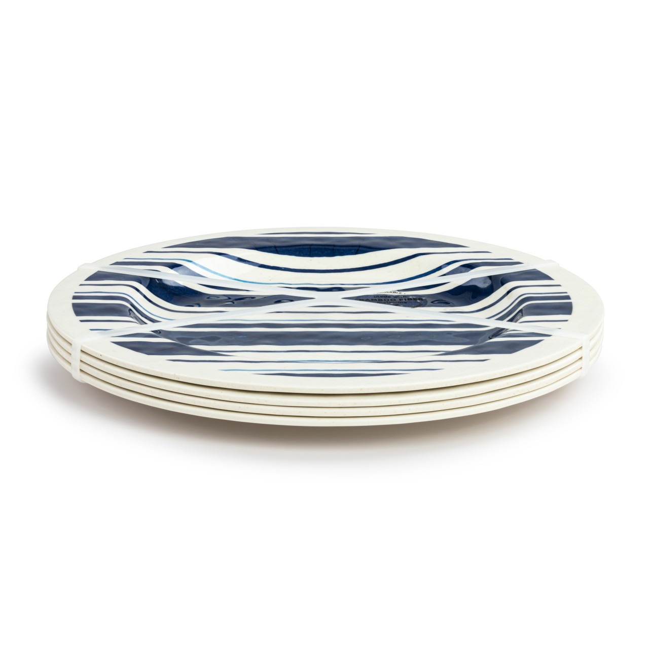 Indigo Stripe Melamine Dinner Plate S/4 thumbnail