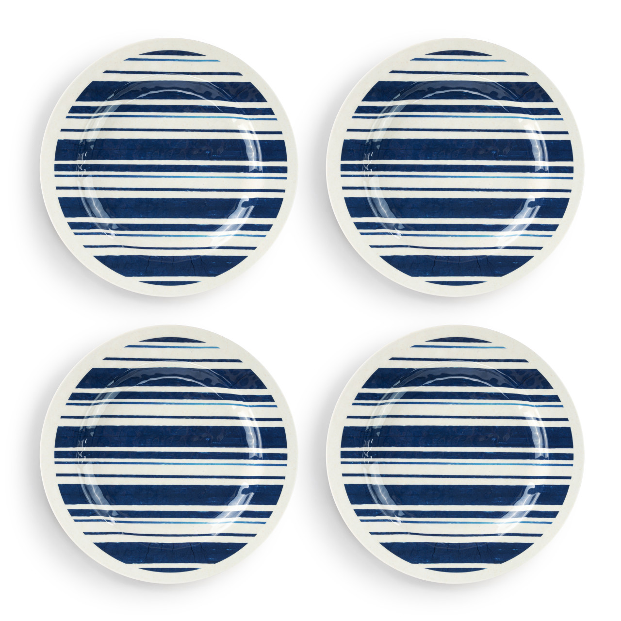 Indigo Stripe Melamine Dinner Plate S/4 thumbnail
