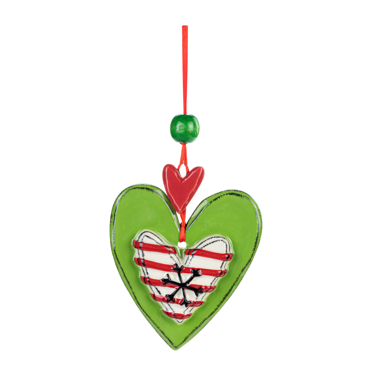 Green Heart & Stripes Ornament thumbnail
