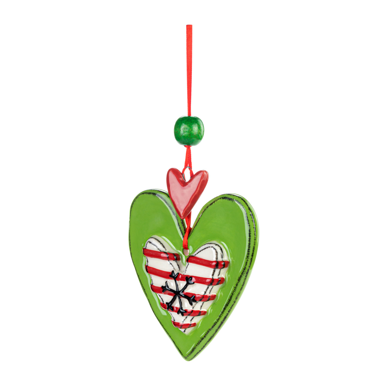 Green Heart & Stripes Ornament thumbnail