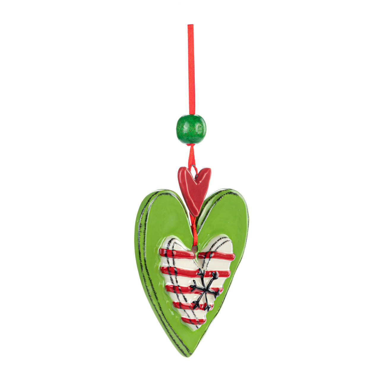 Green Heart & Stripes Ornament thumbnail