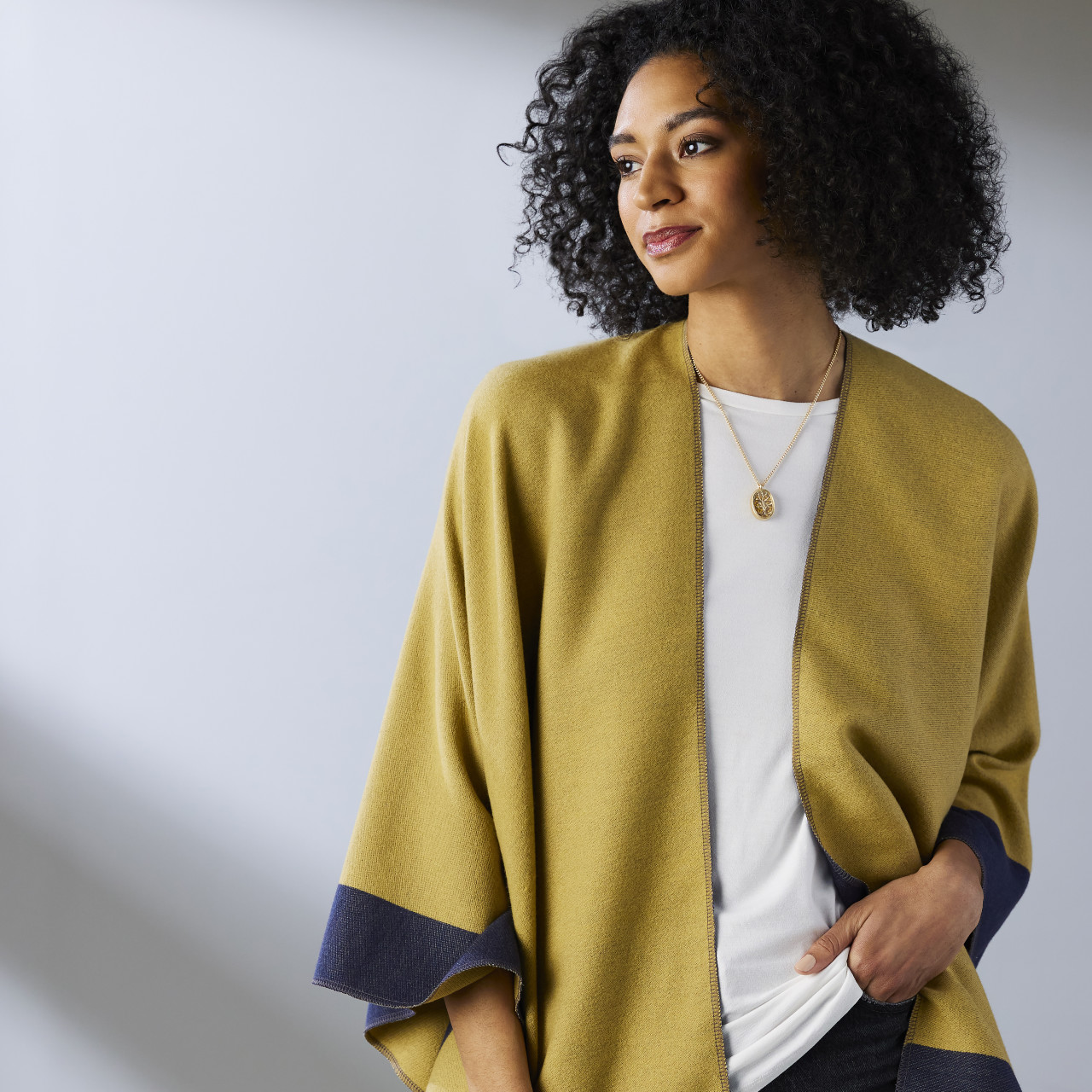Reversible Kimono - Mustard and Navy thumbnail