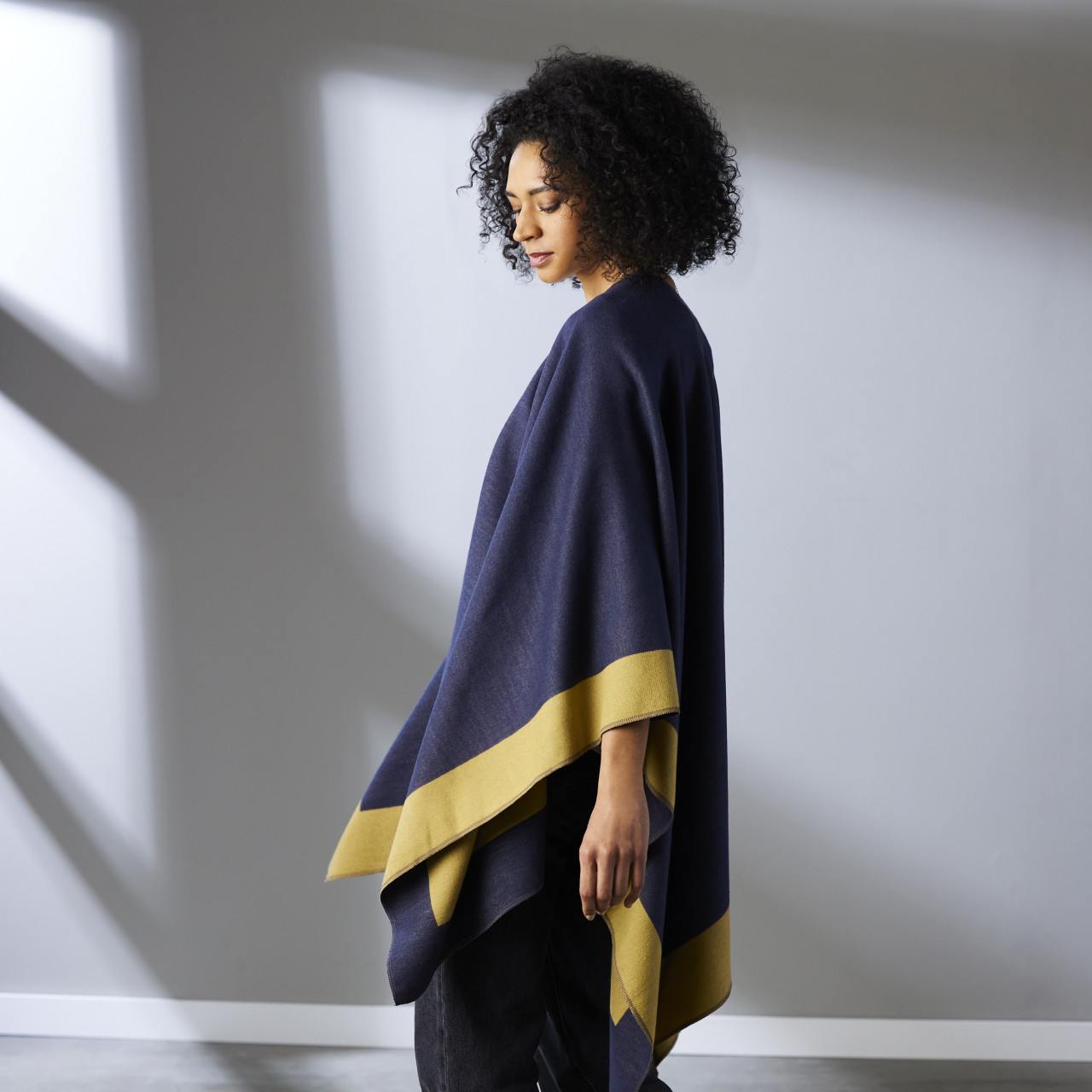 Reversible Kimono - Mustard and Navy thumbnail