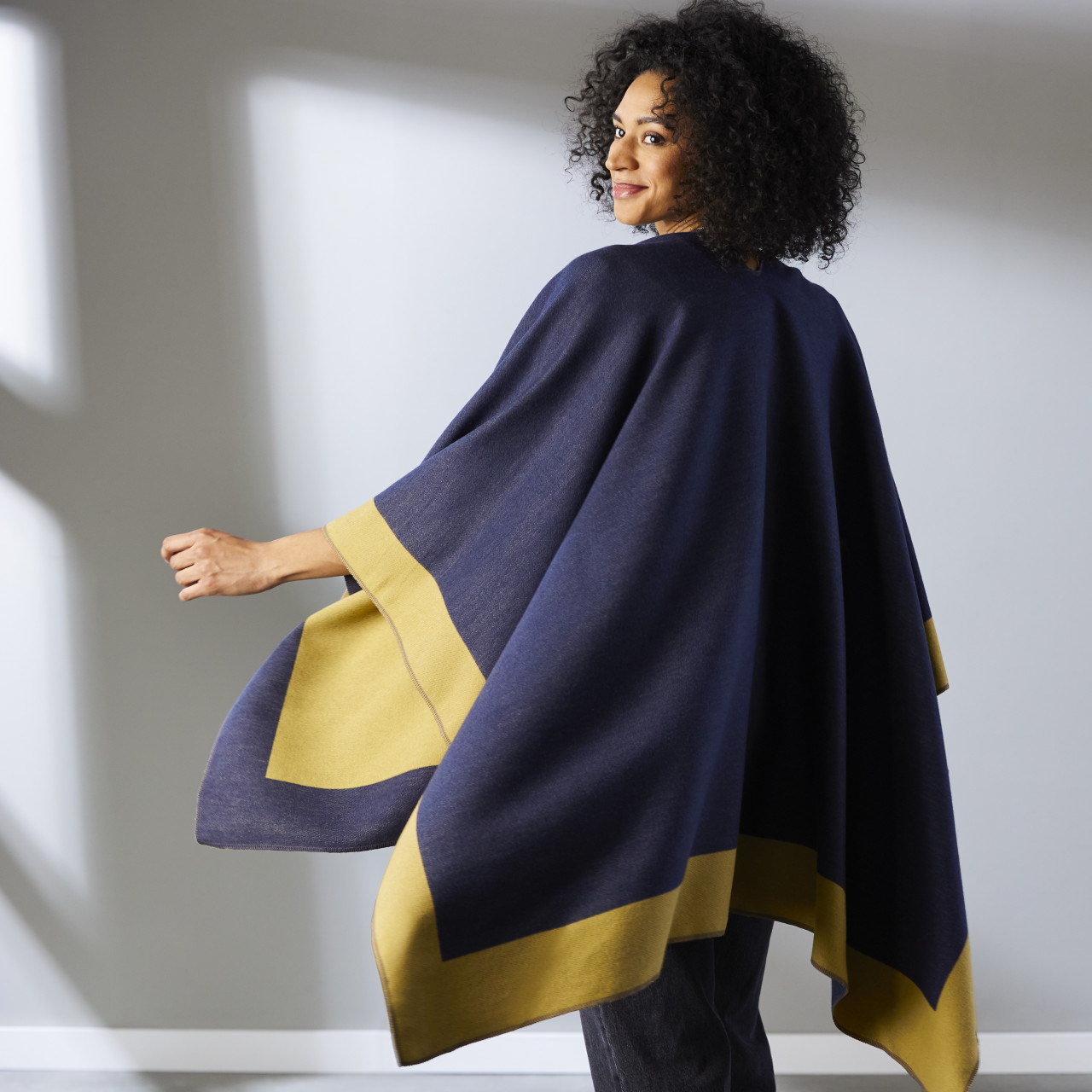 Reversible Kimono - Mustard and Navy thumbnail