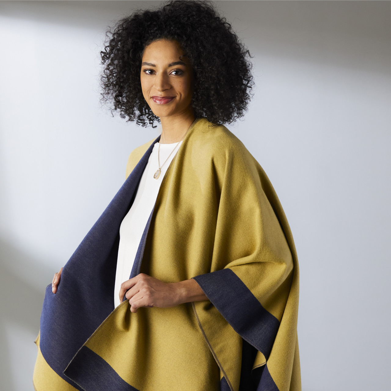 Reversible Kimono - Mustard and Navy thumbnail