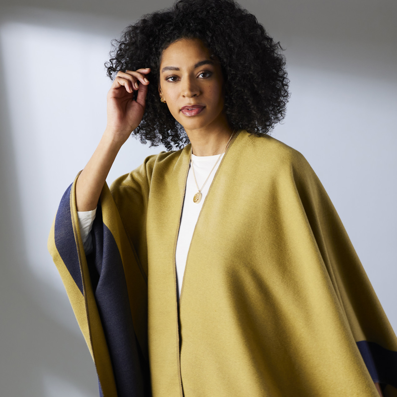 Reversible Kimono - Mustard and Navy thumbnail