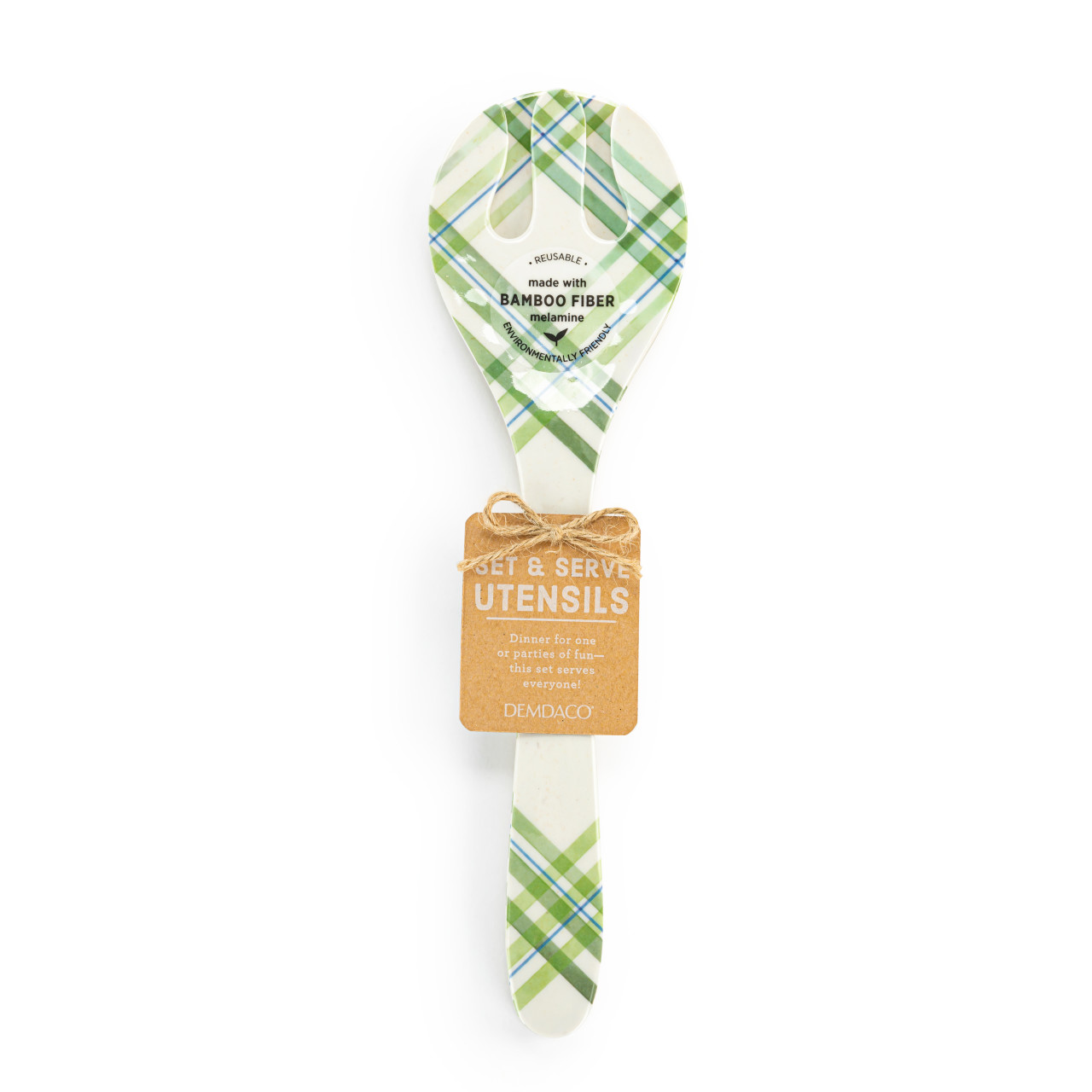 Green Plaid Melamine Serving Utensil Set thumbnail