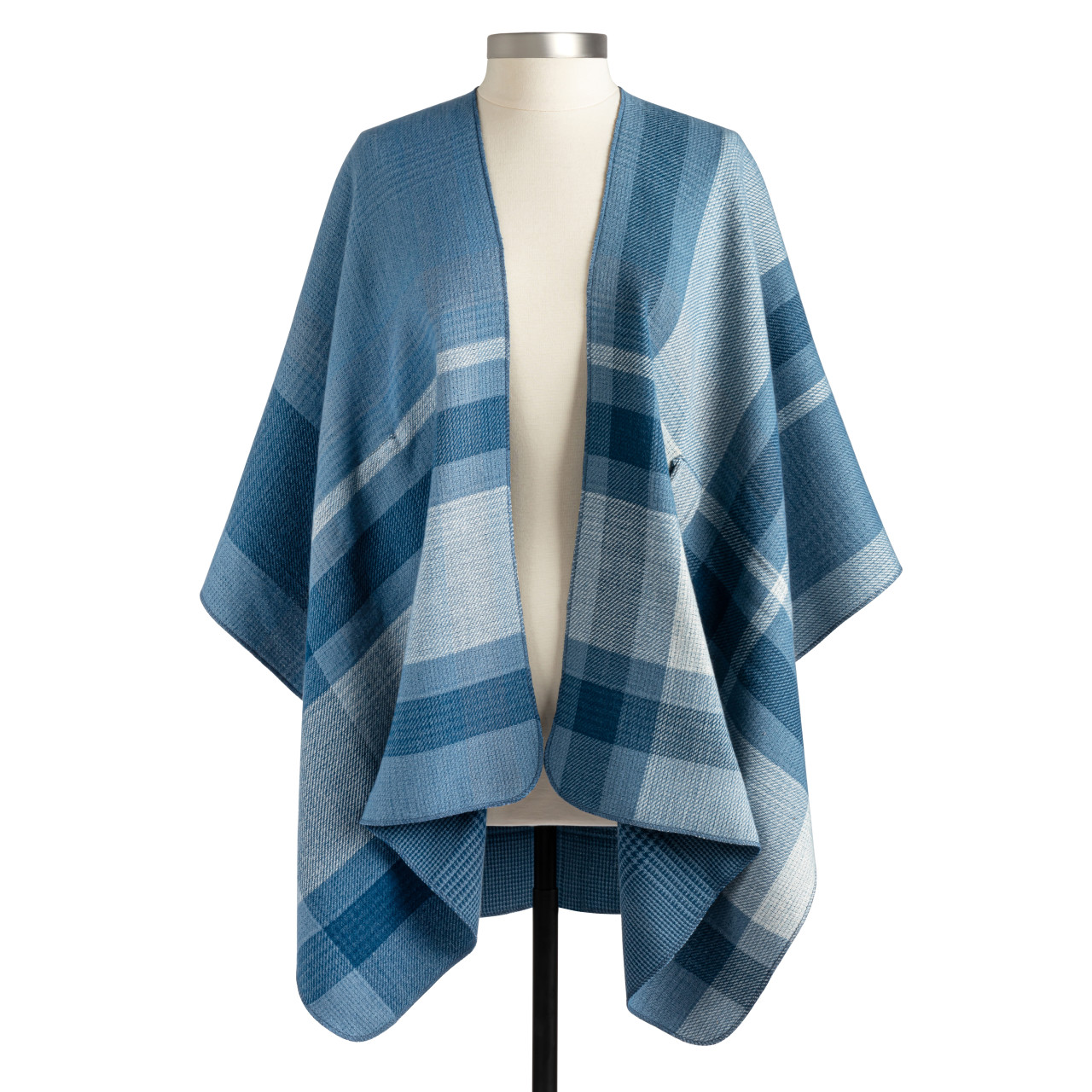 Plaid Reversible Wrap - Indigo thumbnail