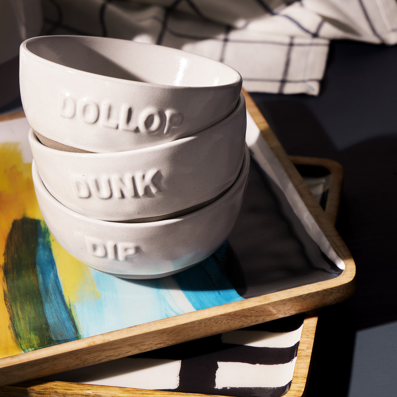 White Dollop Dipping Bowls - Set of 3 thumbnail