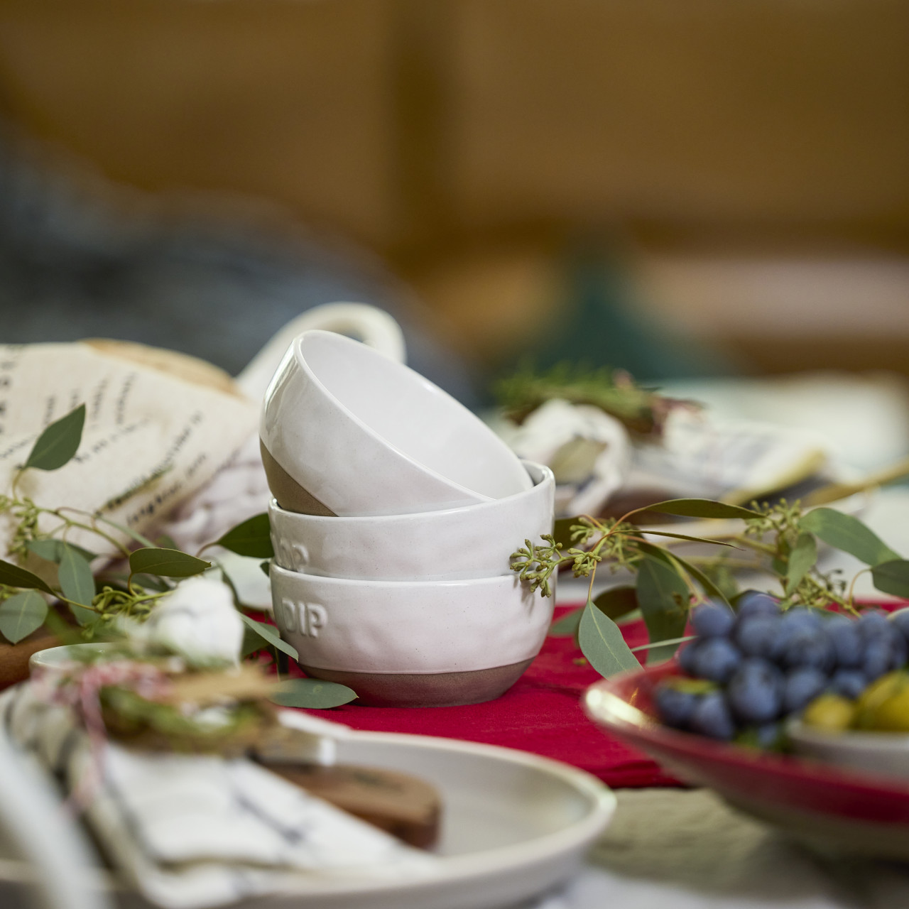 White Dollop Dipping Bowls - Set of 3 thumbnail