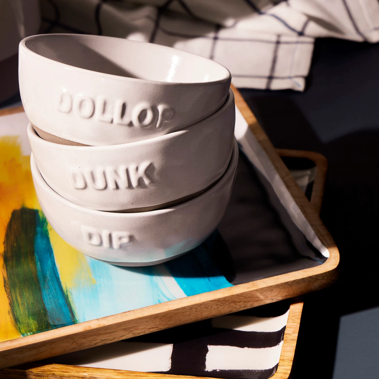 White Dollop Dipping Bowls - Set of 3 thumbnail