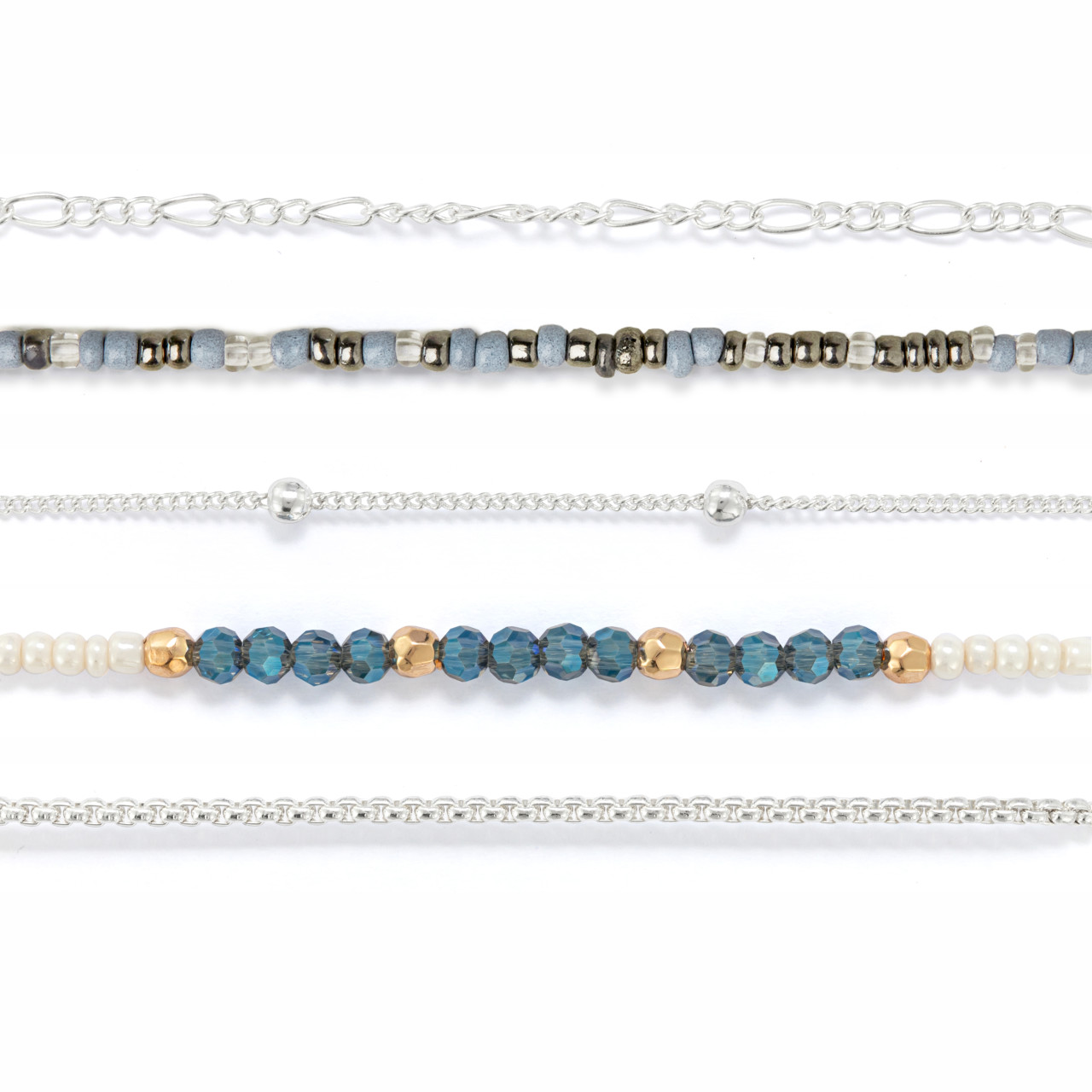 Bracelet Set of 5 - Smoke Silver thumbnail