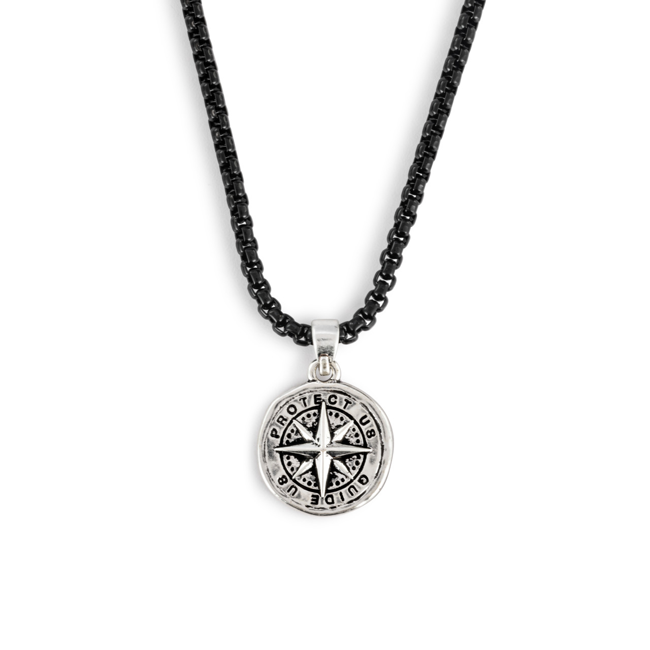 Men's Compass Necklace - Black thumbnail