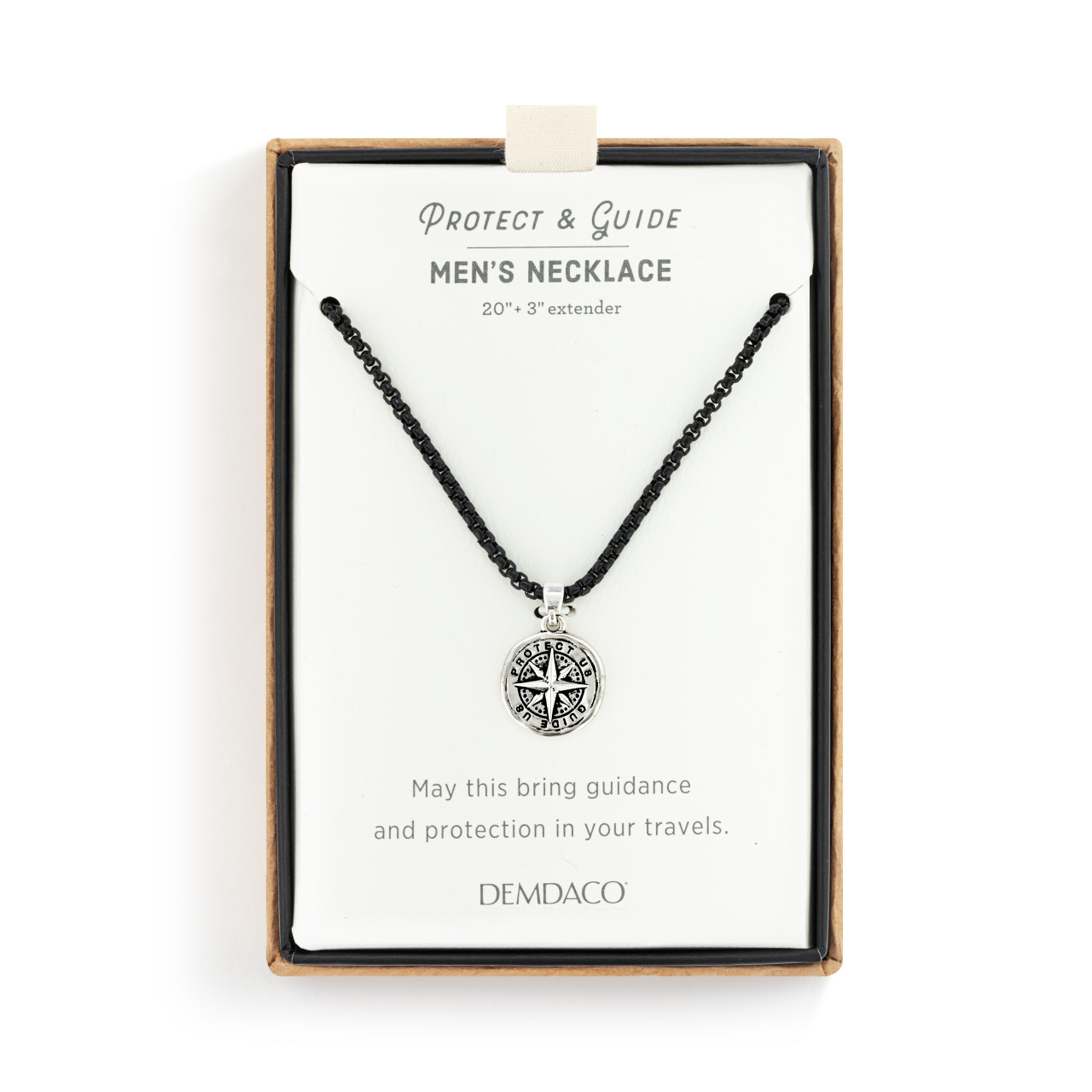 Men's Compass Necklace - Black thumbnail