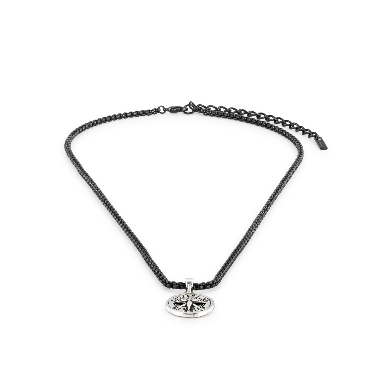 Men's Compass Necklace - Black thumbnail