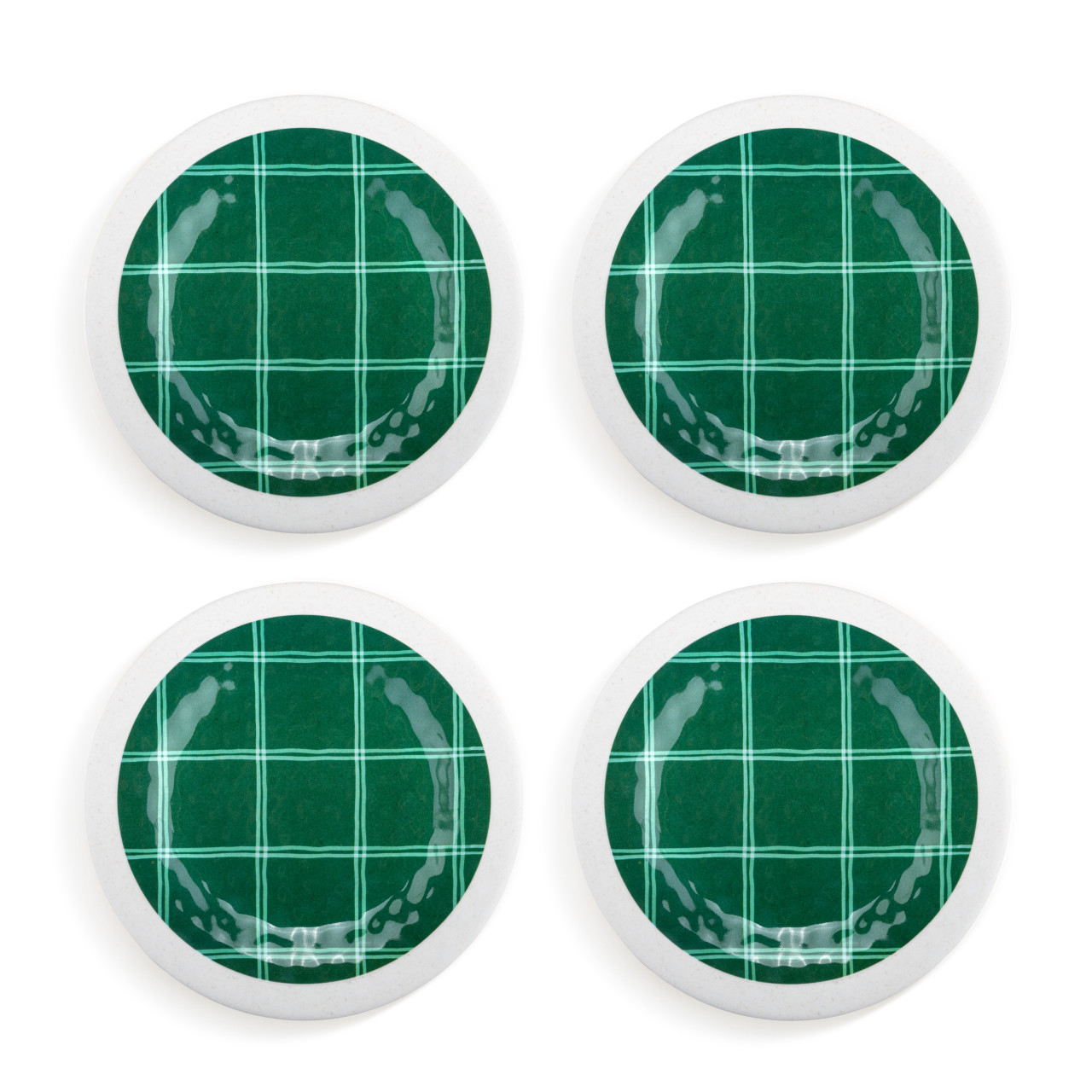 Dark Green Plaid Melamine Appetizer Plates - Set of 4 thumbnail