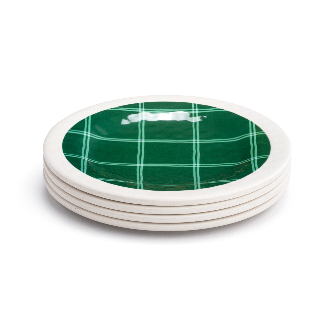 Dark Green Plaid Melamine Appetizer Plates - Set of 4 thumbnail