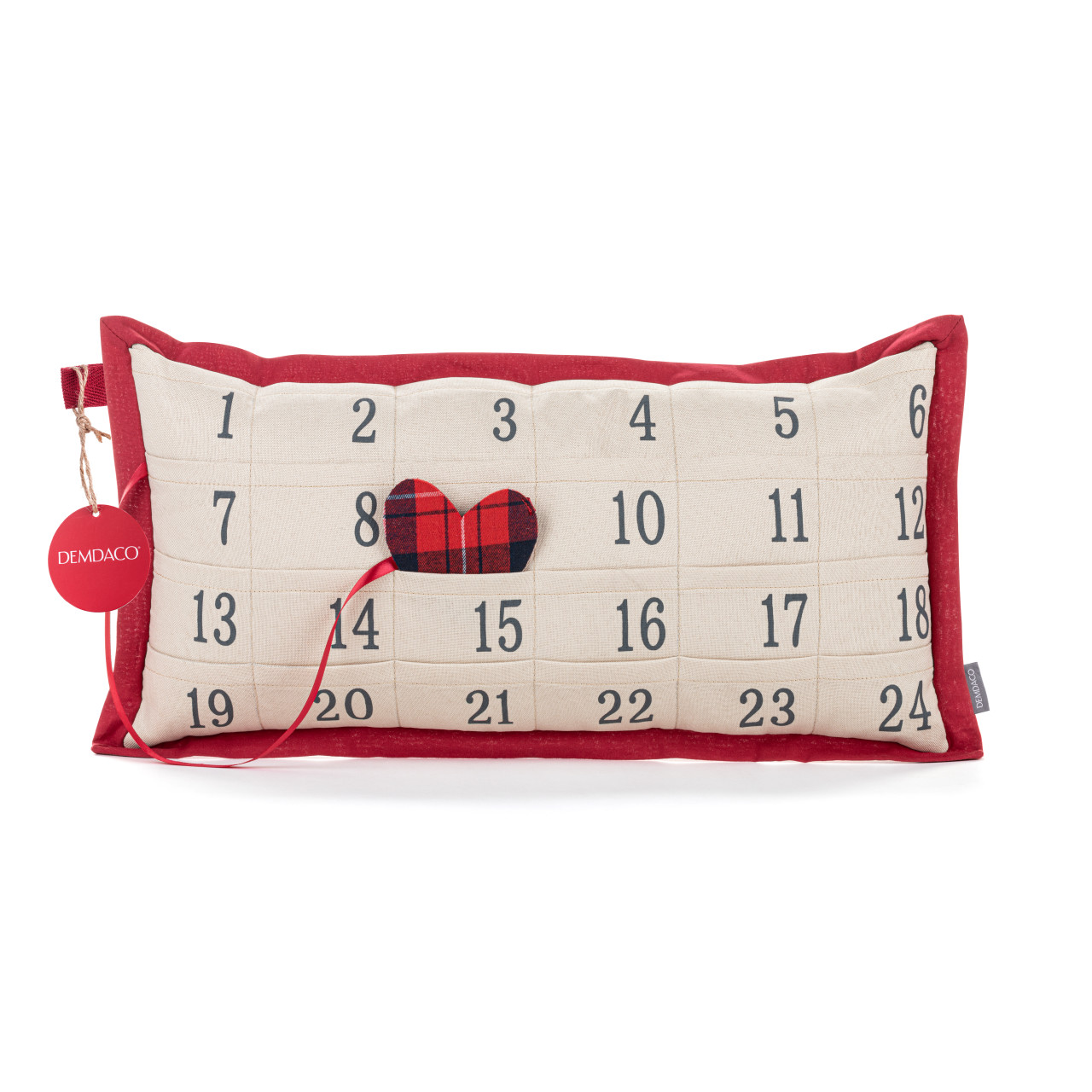 Holly Lodge Plaid Countdown to Christmas Pillow 25" x 13" thumbnail
