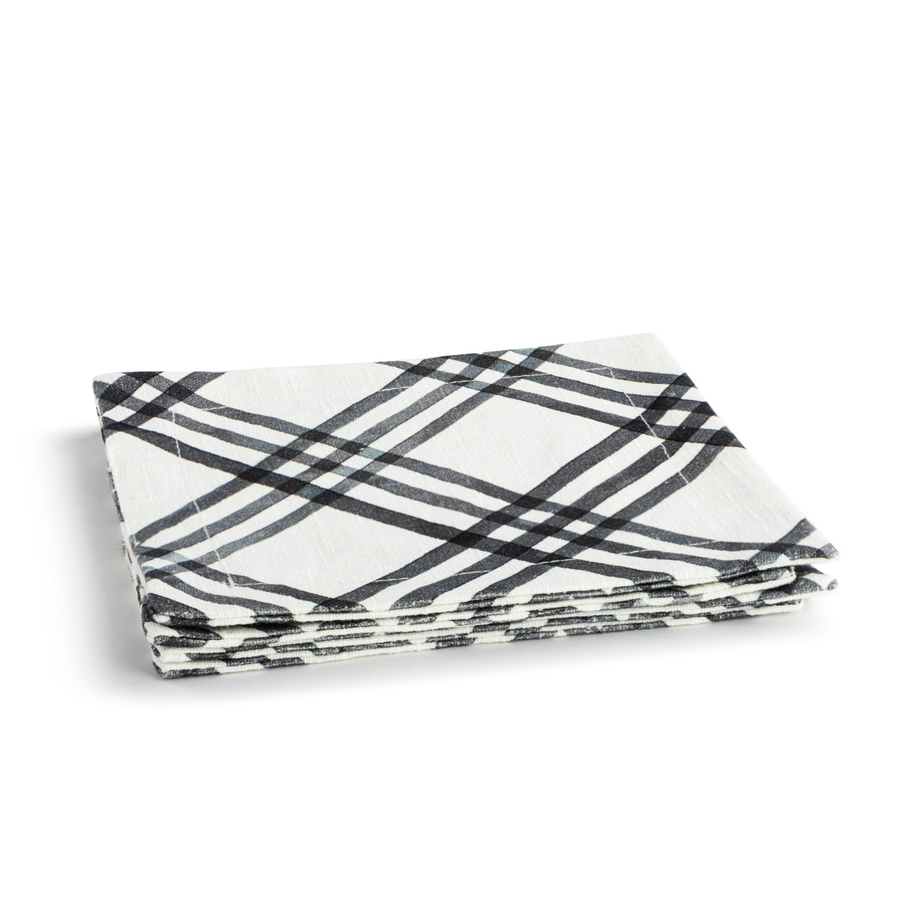Black Plaid Fabric Cocktail Napkin thumbnail