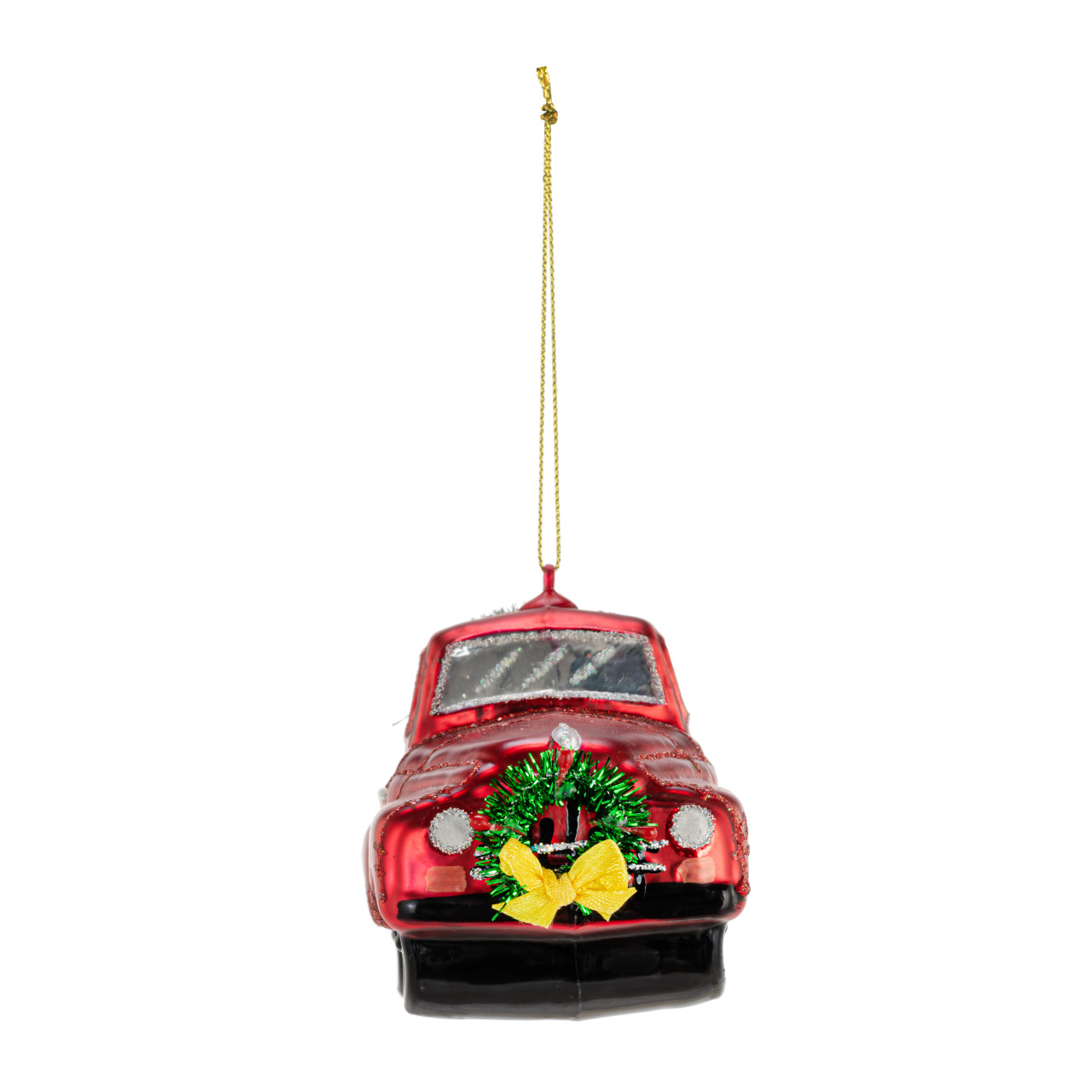 Red Truck & Tree Glass Ornament thumbnail