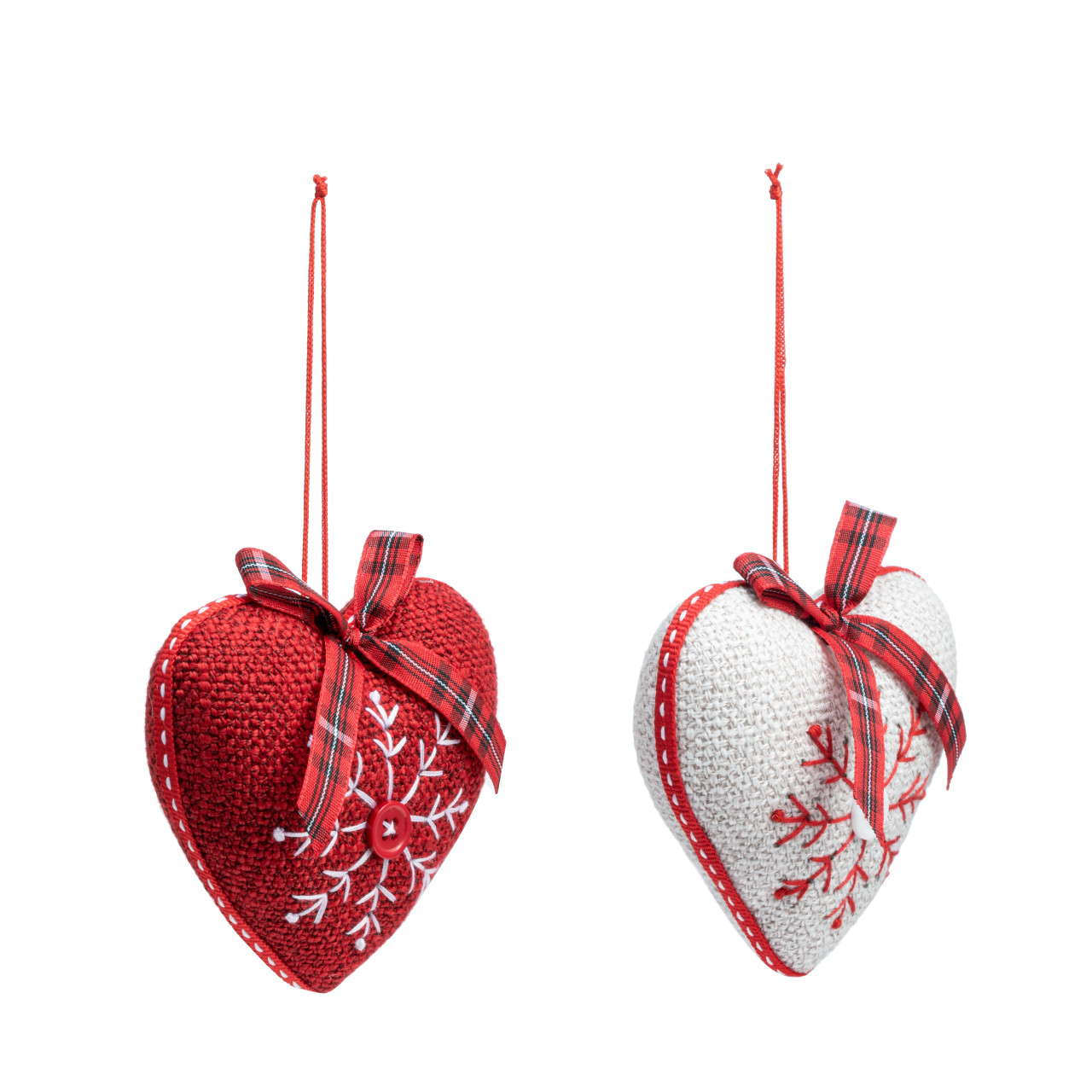 Heart Embroidered Button Ornaments - 2 Assorted thumbnail