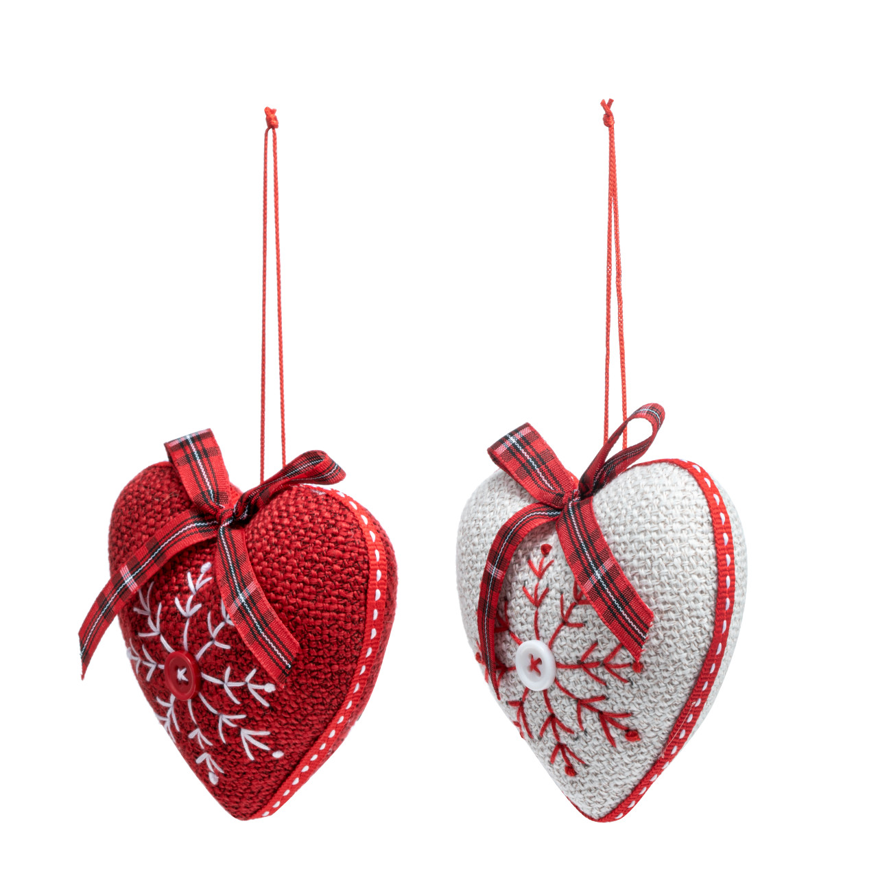 Heart Embroidered Button Ornaments - 2 Assorted thumbnail