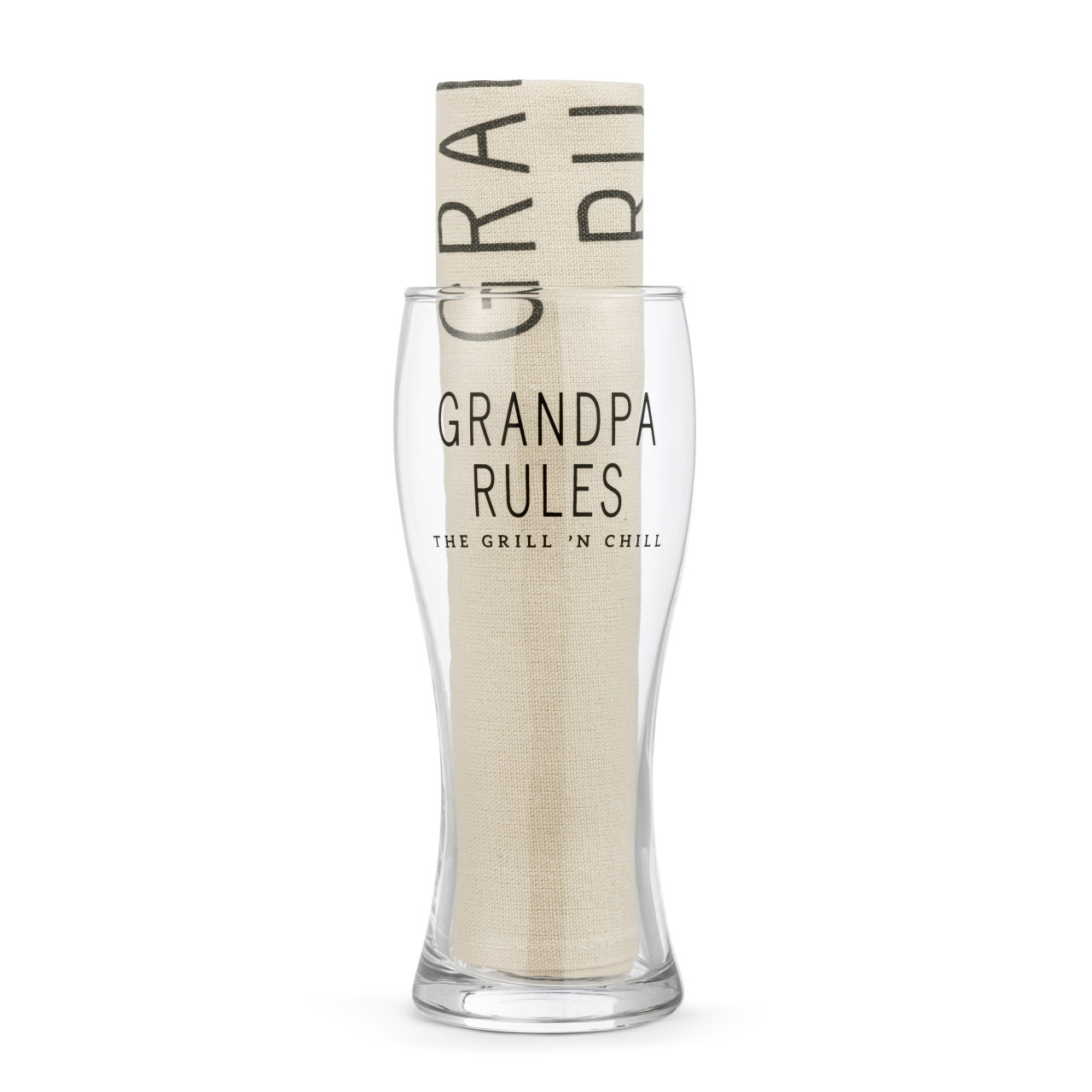 Grandpa Rules Pilsner Glass & Towel Set thumbnail