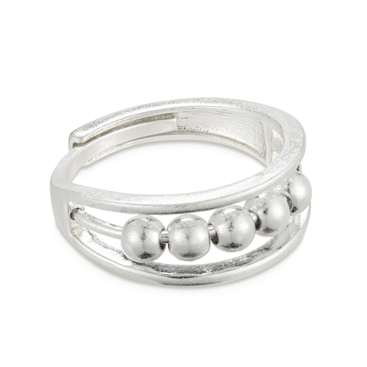 BeCalm Silver Adjustable Spinning Fidget Ring 1" thumbnail