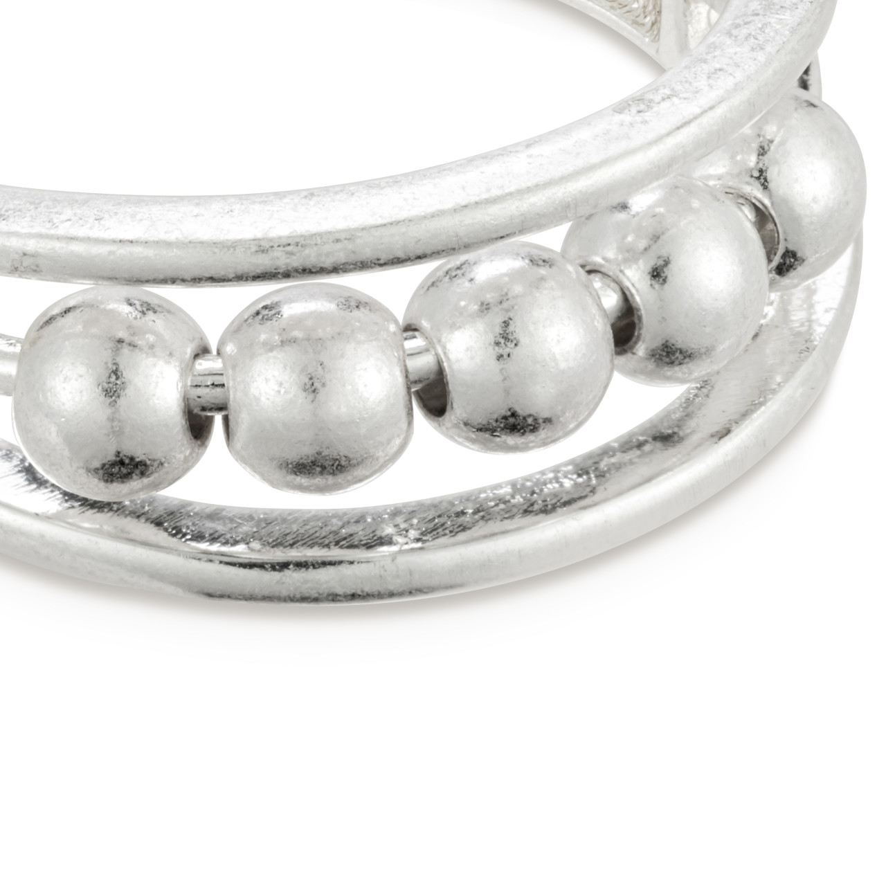 BeCalm Silver Adjustable Spinning Fidget Ring 1" thumbnail