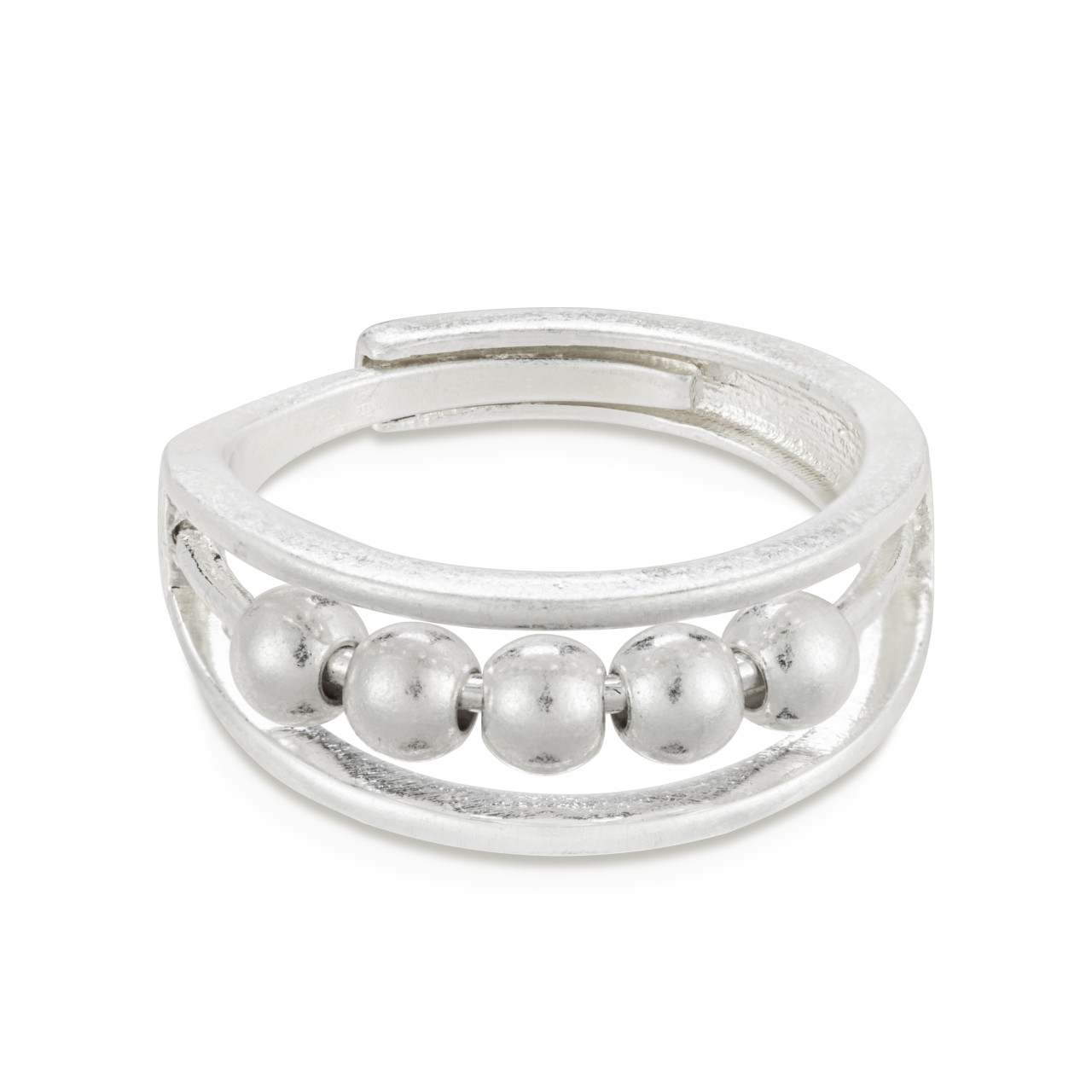 BeCalm Silver Adjustable Spinning Fidget Ring 1" thumbnail