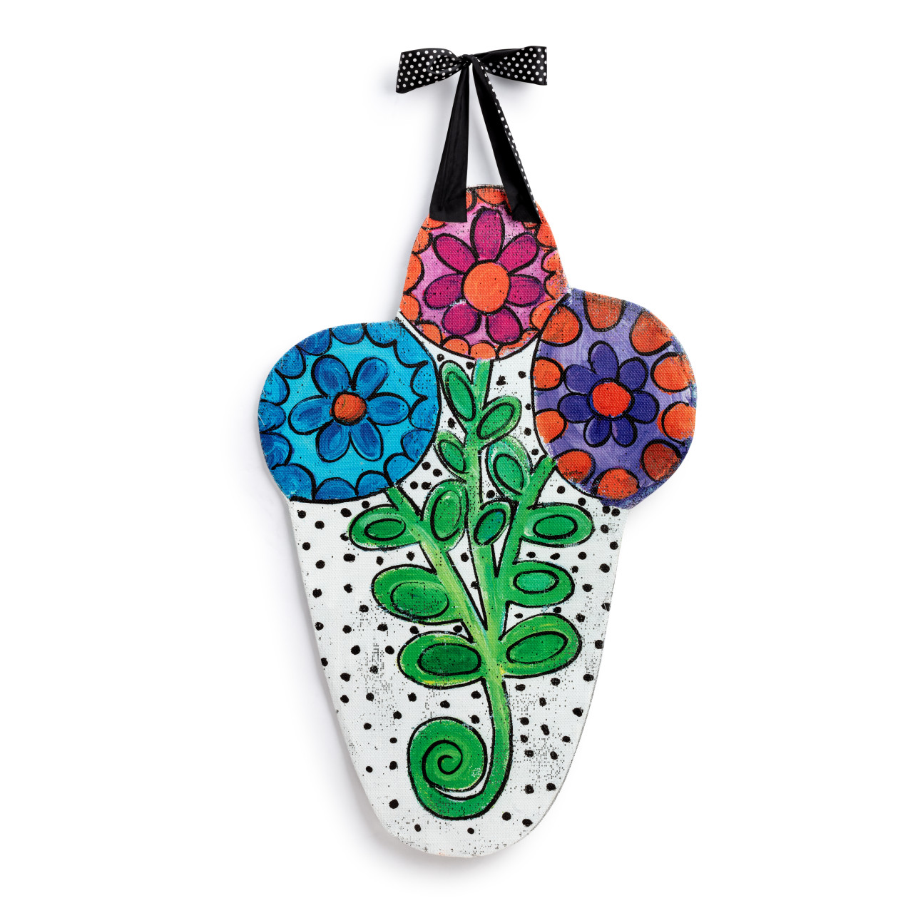 Screenings Reversible Multicolored Flowers in Vase Door Hanger 27.5" x 18" thumbnail