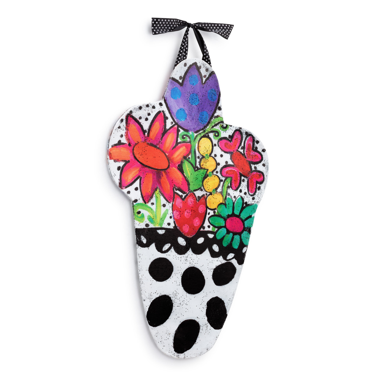 Screenings Reversible Multicolored Flowers in Vase Door Hanger 27.5" x 18" thumbnail