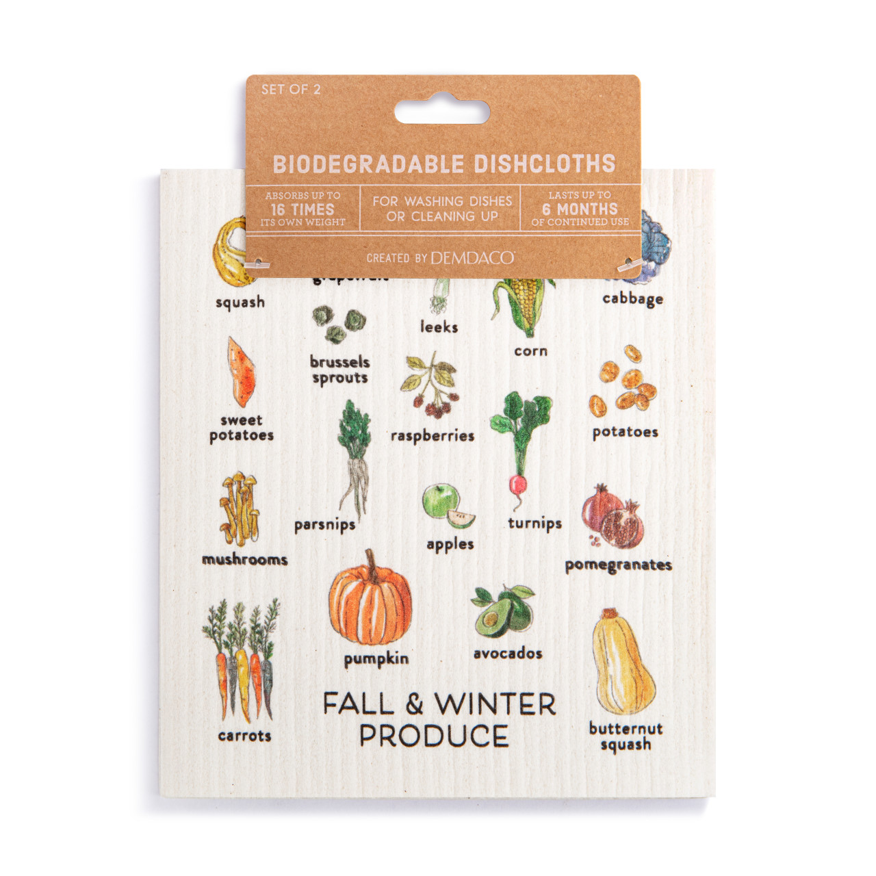 Biodegradable Dish Cloths Set of 2 - Fall Winter Produce thumbnail