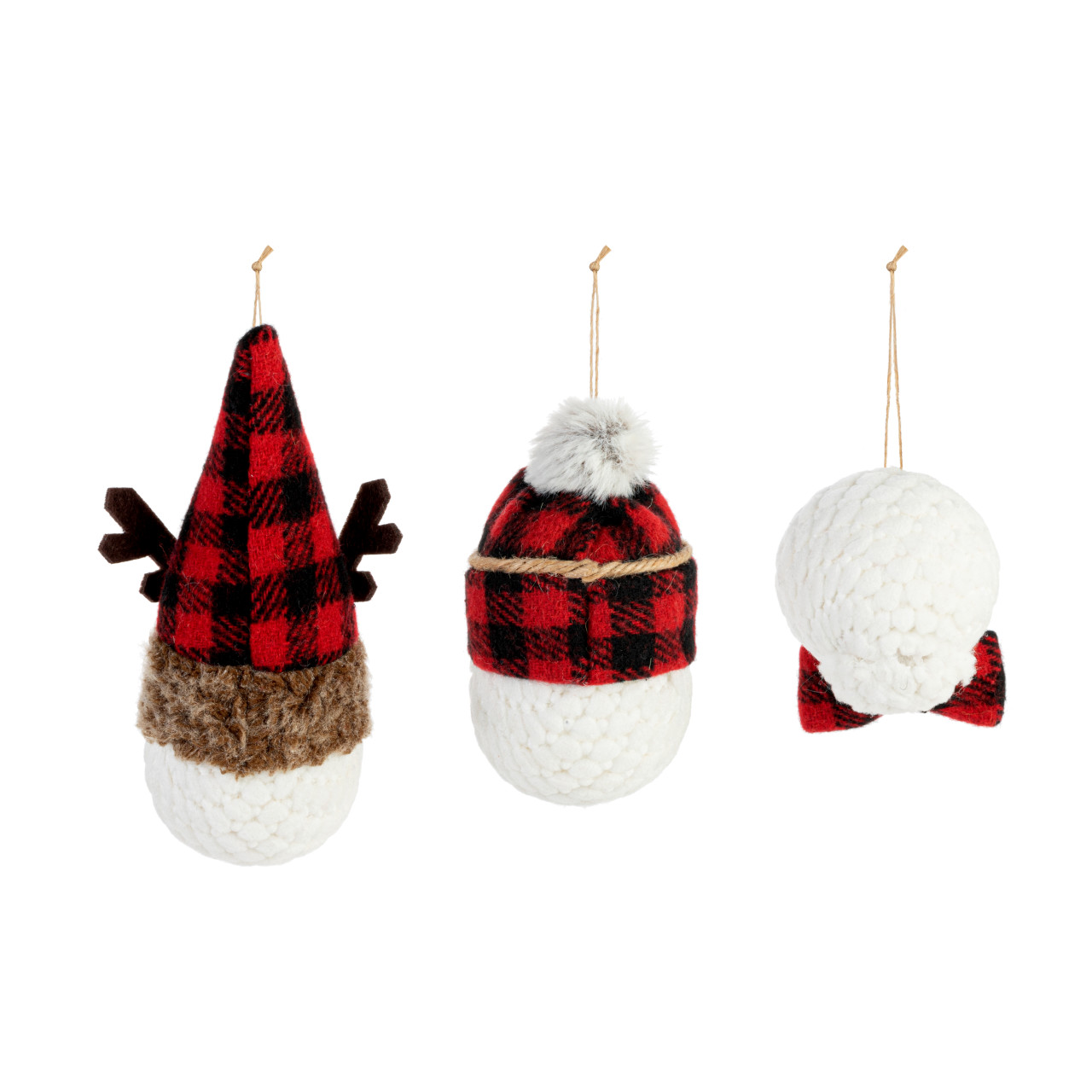 Plaid Snowman Head Ornaments - 3 Assorted thumbnail