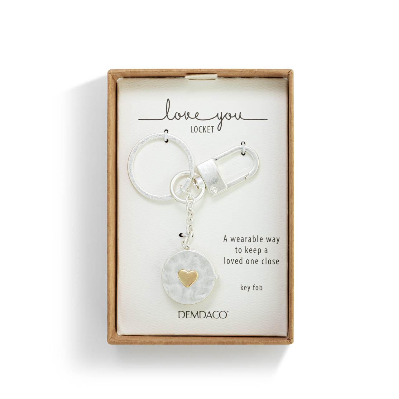 Love you Locket Key Fob - Silver thumbnail