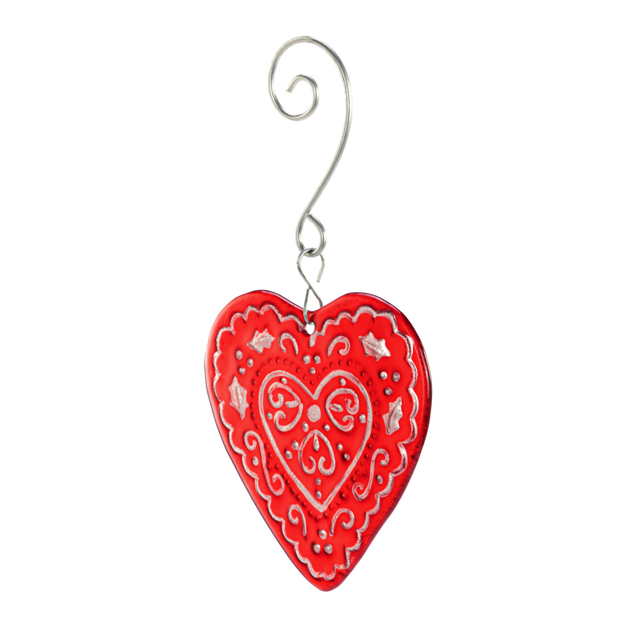 Decorative Heart Glass Ornament thumbnail