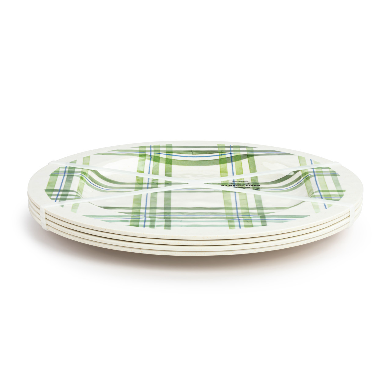 Green Plaid Melamine Dinner Plate S/4 thumbnail