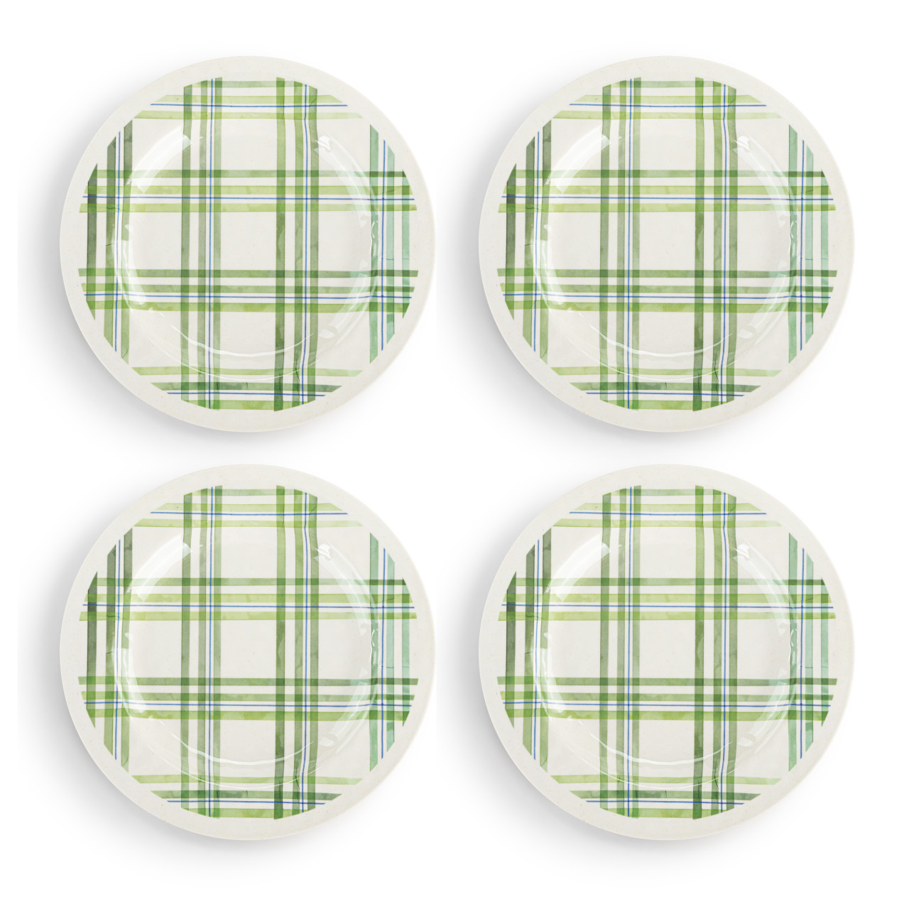 Green Plaid Melamine Dinner Plate S/4 thumbnail