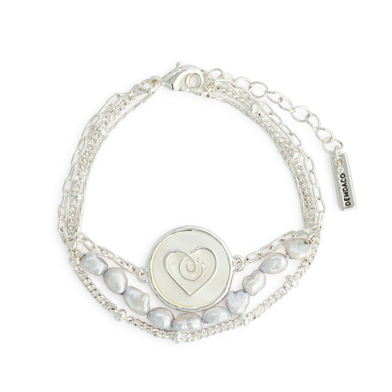 Grateful Heart Mother of Pearl Bracelet - Silver thumbnail