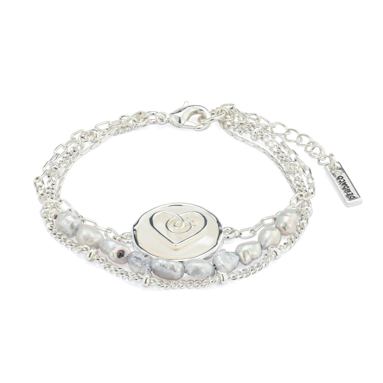 Grateful Heart Mother of Pearl Bracelet - Silver thumbnail