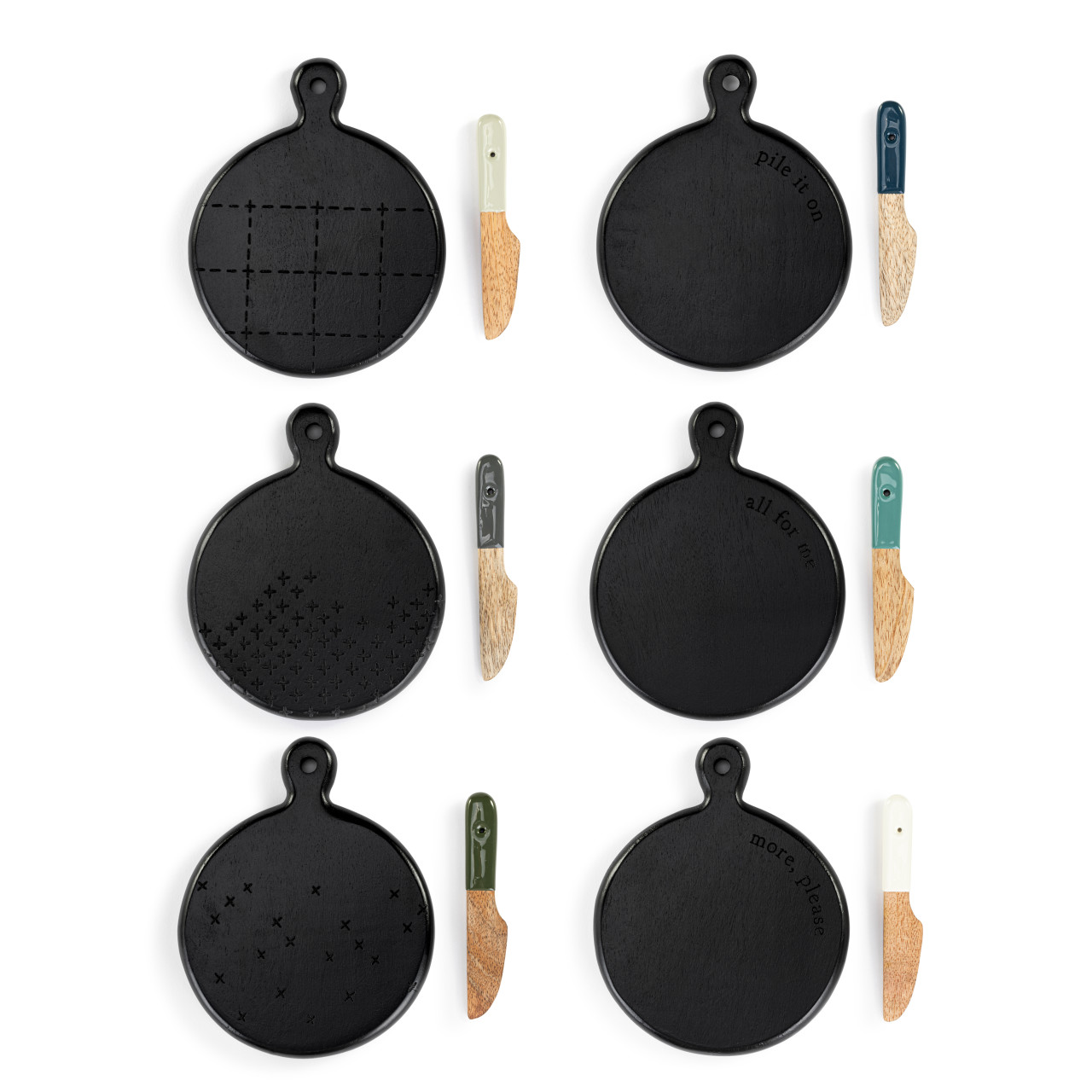 Mini Wood Serving Board Ebony - 6 Assorted thumbnail