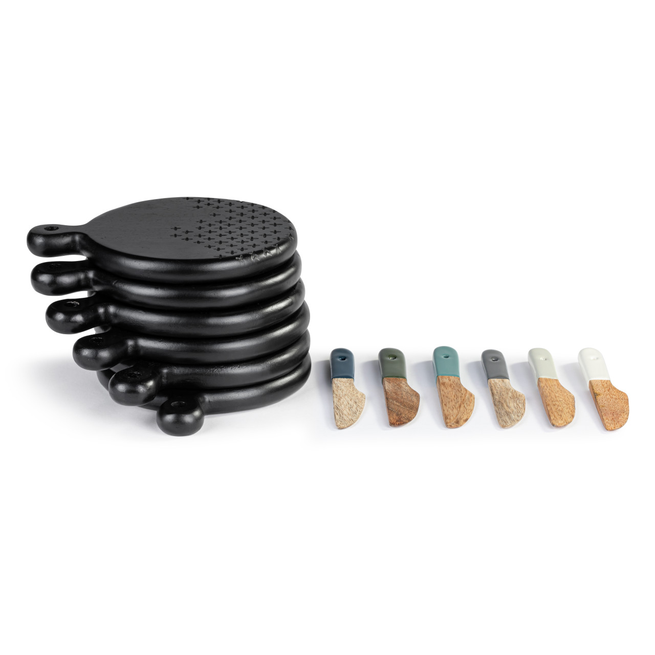 Mini Wood Serving Board Ebony - 6 Assorted thumbnail